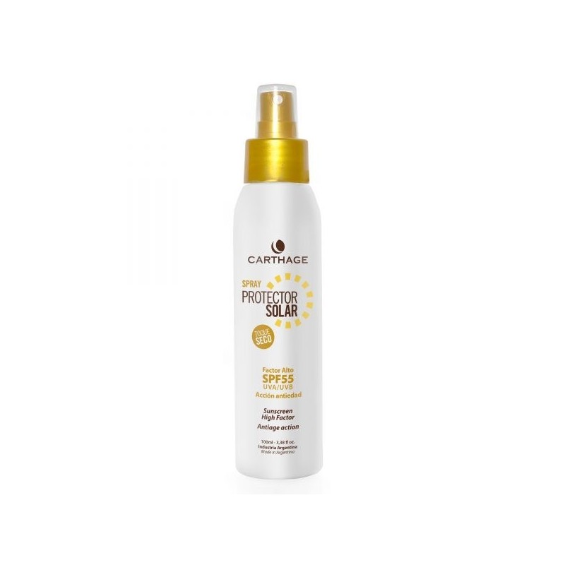 Protector solar toque seco SFP 55 sin color 100 ml Carthage