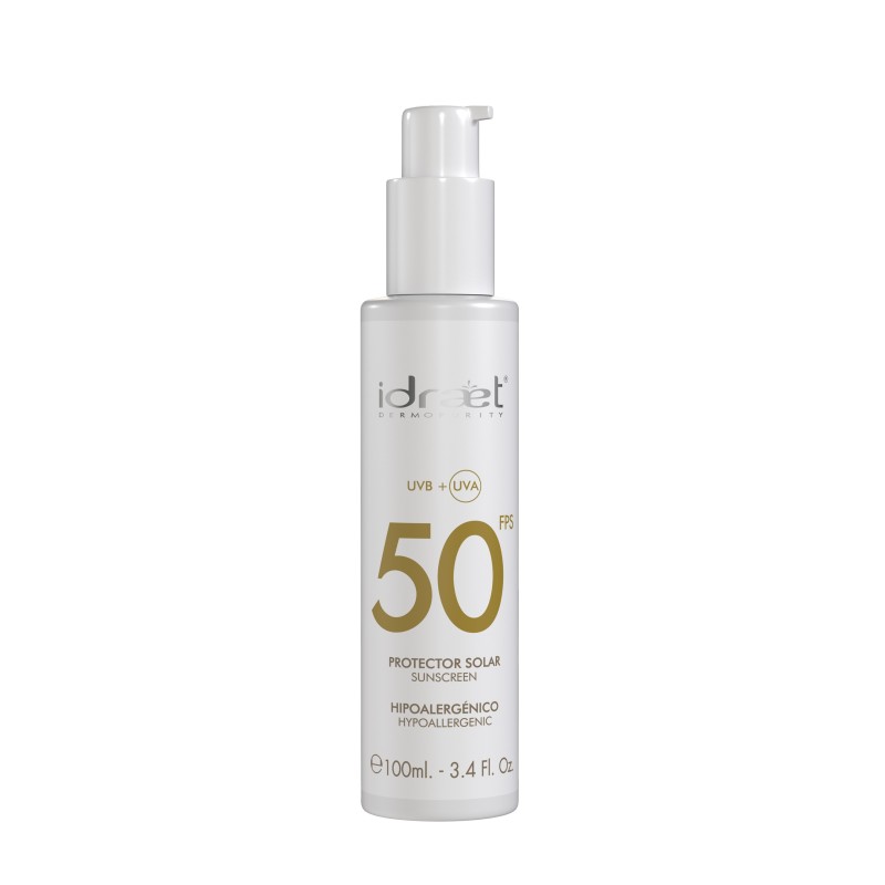 Protector solar SPF50 Sin Color Facial  Amplio espectro 100 ml Idraet