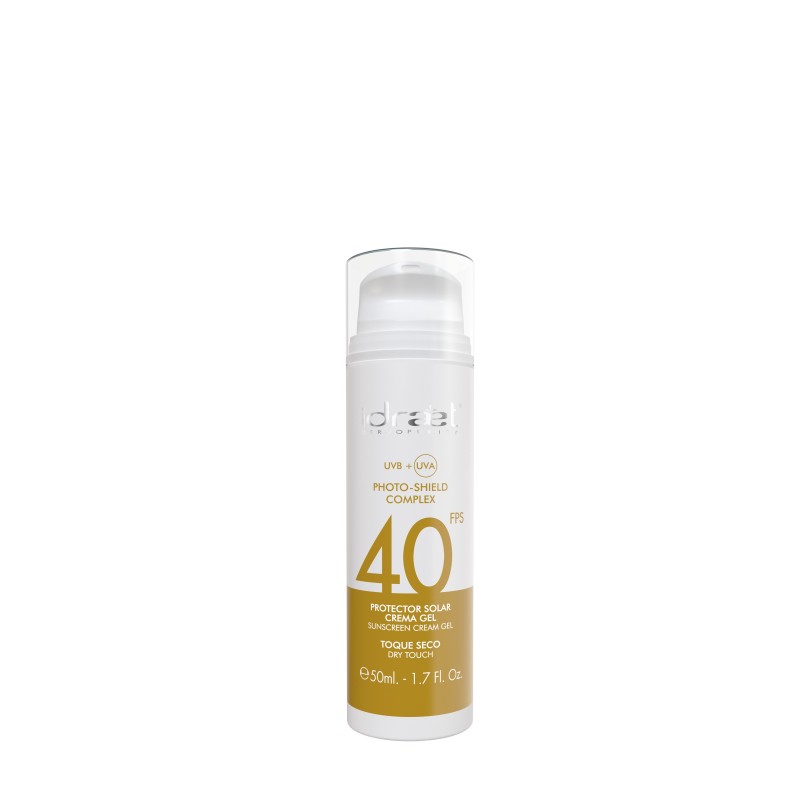 Protector solar crema Gel SPF 40  Toque seco 50 Gr Idraet