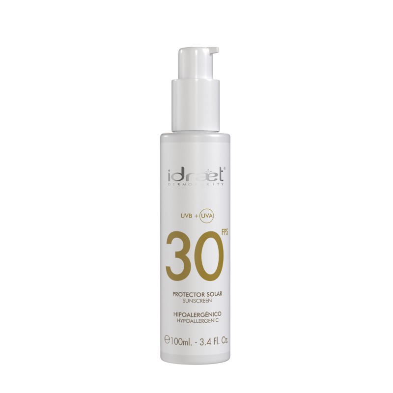 Protector SPF30 Sin Color Facial  Amplio espectro 100 ml  Idraet